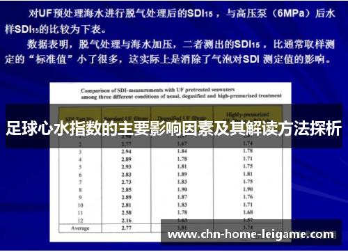 足球心水指数的主要影响因素及其解读方法探析